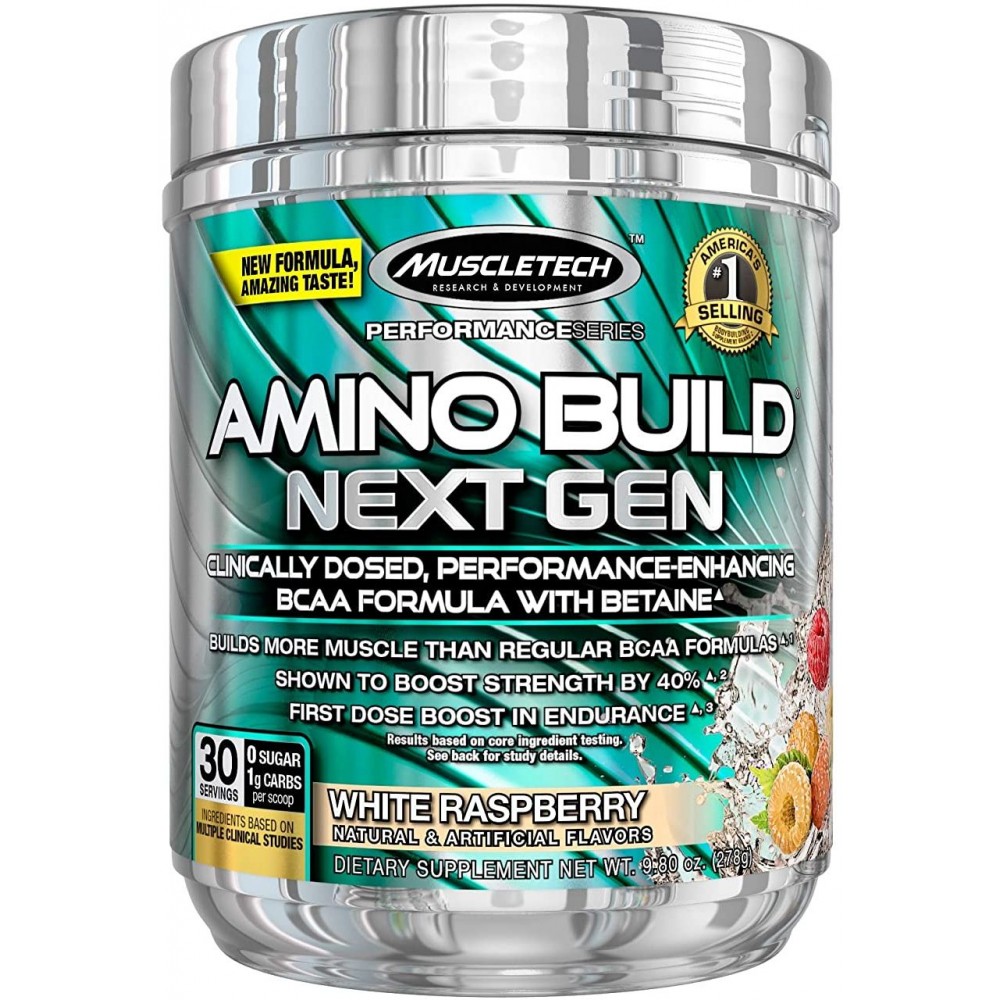 MuscleTech Amino Build Next Gen, 7g of BCAAs and Electrolytes,30 Servings 284 grams - White Raspberry MuscleTech Amino Build Next Gen, 7g of BCAAs and Electrolytes,30 Servings 284 grams - White Raspberry